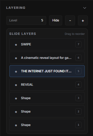 Layer controls in Cine